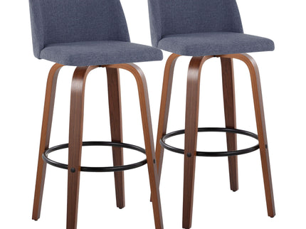 Toriano - Mid Century Modern Fixed Height Barstool Swivel And Round Footrest (Set of 2)