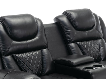 Home Theater Seating Manual Recliner Loveseat With Hide-Away Storage, Cup Holders And Led Light Strip For Living Room