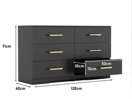 Large 6 Drawers Chest Of Drawer Dressers Table With Handle