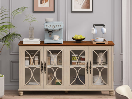 Elegant 4 Door Cabinet With Tempered Glass Doors