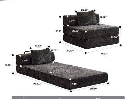 Convertible Floor Sofa Bed With Fixed Shape Frame For Living Room