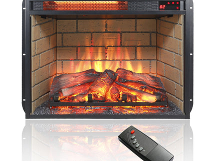 Infrared Quartz Heater Fireplace Insert -Woodlog Version With Brick