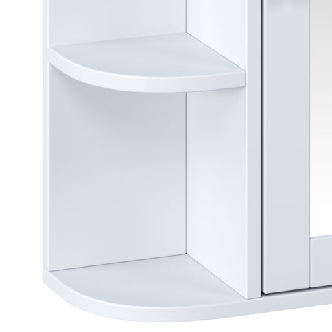 Bathroom Wall Storage Cabinet With Mirror And Adjustable Shelf, 6 Open Shelves