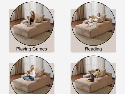 Oversized Chaise Lounge Chair Cozy Cloud Couch With 3 Throw Pillows And Wide Armrest