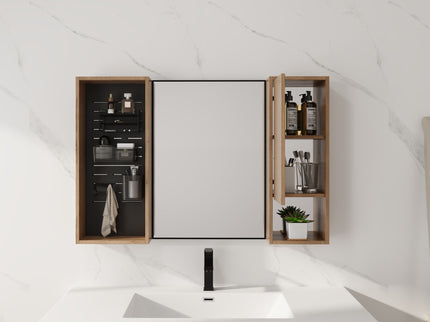 41.6" Wall Mounted Bathroom Cabinet With Soft Close Door, Storage Cabinet Featuring - Imitative Oak