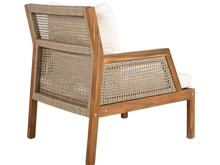 Acacia Wood Patio Furniture Club Chair, Outdoor Wicker Armchair, Deep Seating With Soft Cushions For Porch - Teak / Mix Brown