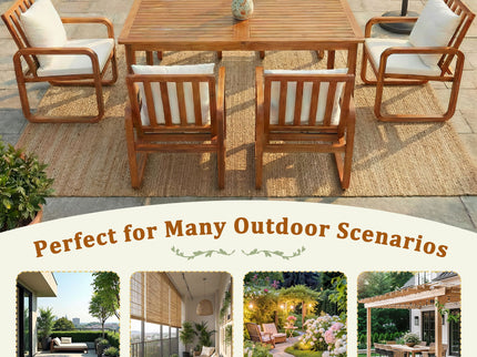7 Piece Outdoor Patio Dining Set With Removable Cushions