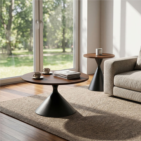 2 Piece Coffee Round Table Set