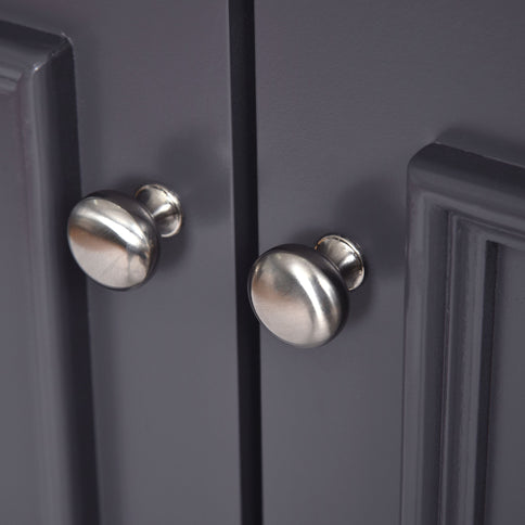 Bathroom Vanity With Ceramic Sink Combo, Modern Freestanding Storage Cabinet With Silver Handles