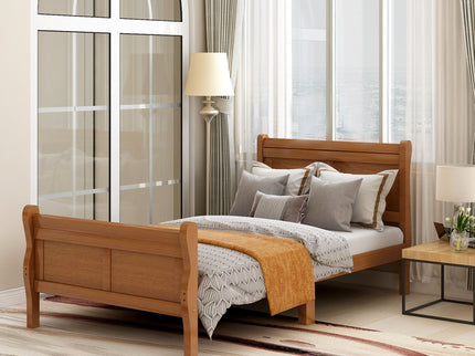 Platform Bed Frame Mattress Foundation Sleigh Bed With Headboard / Footboard / Wood Slat Suppor