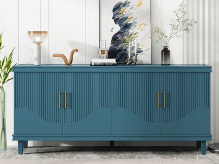 4 Door Cabinet, Large Storage For Living Room - Blue