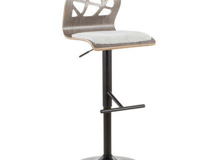 Folia - Mid Century Modern Adjustable Barstool With Swivel With Straight T Footrest (Set of 3)