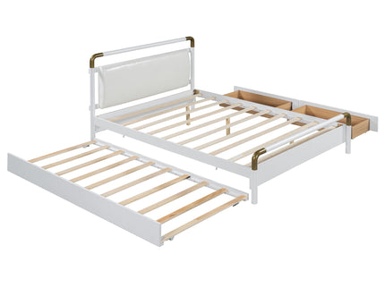 Storage Platform Bed, With 2 Big Drawers, Trundle