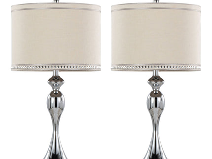Ashland - Contemporary Table Lamp With Trim (Set of 2) - Polished Chrome / Cream