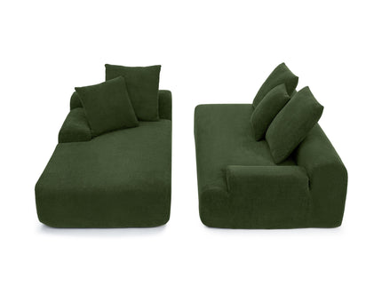 L-Shape Sectional Sofa, Modular Compressed Couch For Living Room Bedroom, 4 Seater - Green