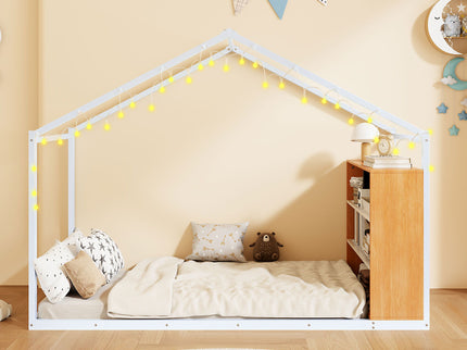 Bed House Frame With Shelves And Lights