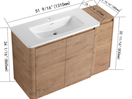 Freestanding Bathroom Vanity With Sink, 1 Small Storage Cabinet, Soft Close Door