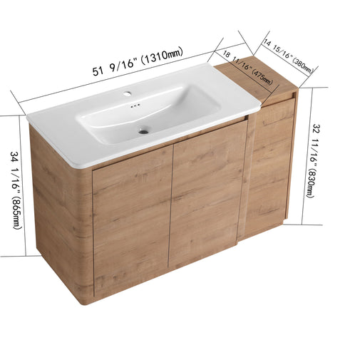 Freestanding Bathroom Vanity With Sink, 1 Small Storage Cabinet, Soft Close Door