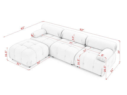 Modular Sectional Sofa, Button Tufted Design With Diy L-Shaped Layout, Reversible Ottoman