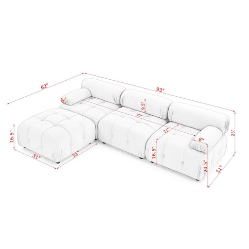 Modular Sectional Sofa, Button Tufted Design With Diy L-Shaped Layout, Reversible Ottoman