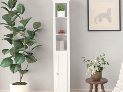 Slim Tall Bathroom Storage Cabinet With Adjustable Shelves, Anti Tip Freestanding Cabinet - White