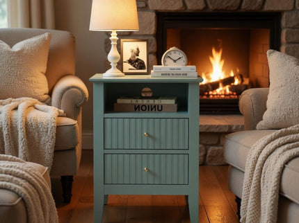 Fluted Nightstand With 2 Drawers