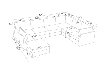 Modern Reversible Modular Sectional