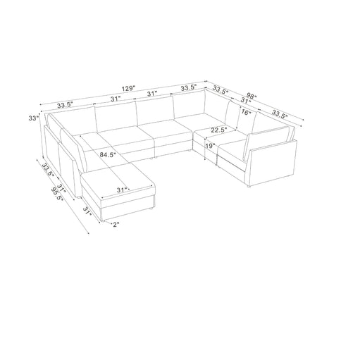 Modern Reversible Modular Sectional