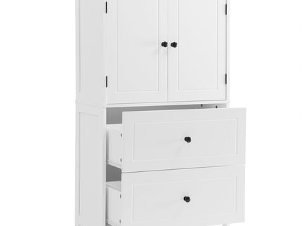 Bathroom Storage Cabinet With 2 Doors And Drawers, Adjustable Shelf