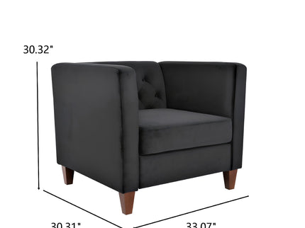 Button Tufted Accent Square Arm Upholstered Chair - Black
