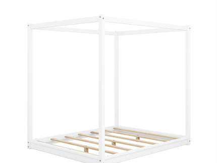 Wood Canopy Platform Bed With Support Legs And Airflow Slats