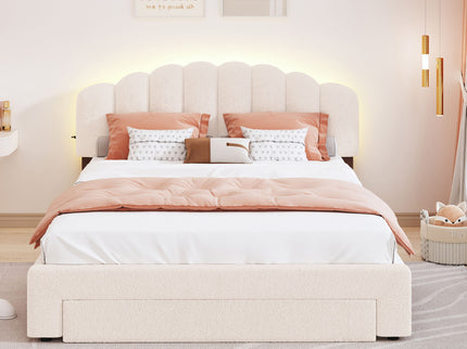 Upholstered Platform Bed With Drawer