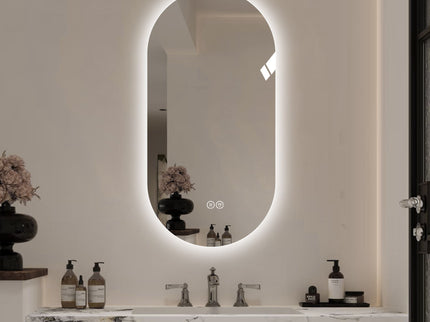 Smart Wall Mounted LED Touch Screen Mirror With Anti-Fog Function And Adjustable Lighting
