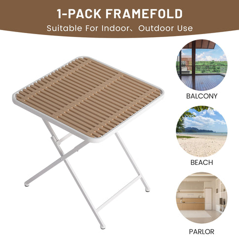 4 Piece Set Of Color Block Designed Single Chairs With Folding Square Table - Grain Yellow / Haze Green / Khaki / Tropical Orange / White