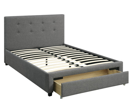 Bed With Tufted Headboard And Storage Drawer