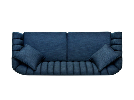 Contemporary 3 Seater Sofa With Button Tufted Design - Navy Blue