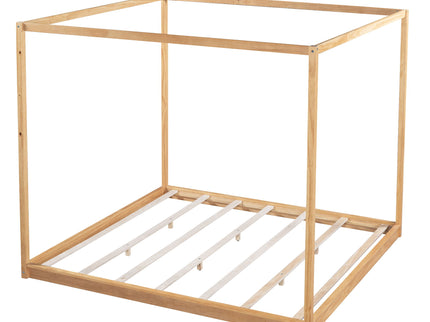 Wood Canopy Platform Bed With Support Legs And Airflow Slats