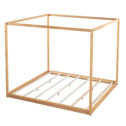 Wood Canopy Platform Bed With Support Legs And Airflow Slats
