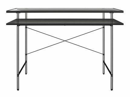 Vance - Computer Desk With Fluted Glass Desktop - Black