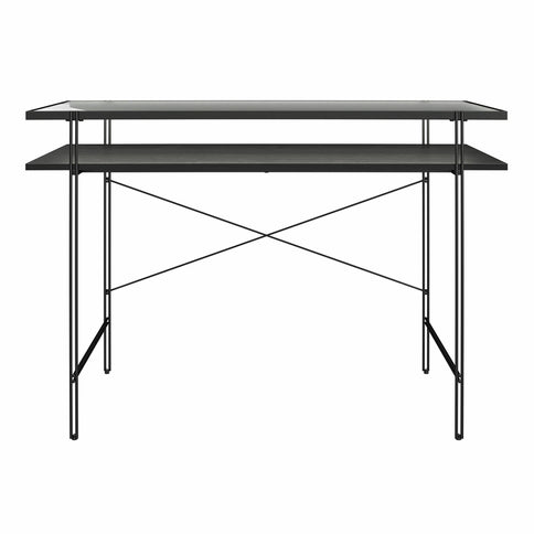 Vance - Computer Desk With Fluted Glass Desktop - Black