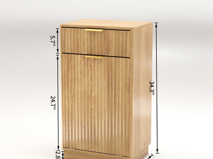 Tilt Out Trash Can Cabinet With Wave Textured Drawer & Pull Out Bin