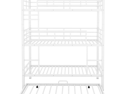 Triple Bunk Bed With Trundle, Heavy Duty Steel Construction