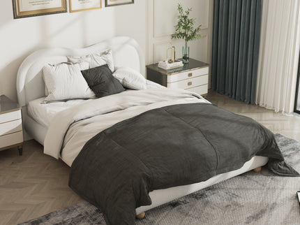 Upholstered Platform Bed Frame With Curved Headboard