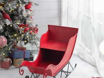 Iron Sleigh Large, Distressed Christmas Santa Sleigh Holiday Decoration