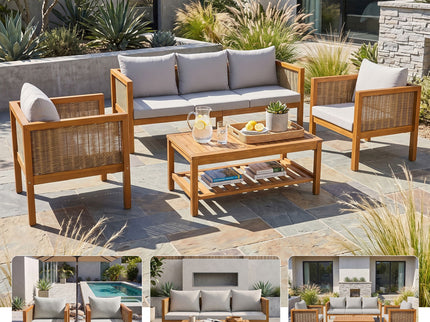 Patio Set Outdoor With Coffee Table And Cushions