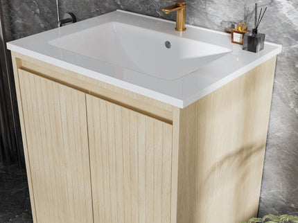 Bathroom Vanity With Ceramic Sink, Floor-Standing Design, Soft-Closing Drawers
