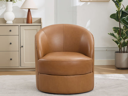 Swivel Accent Chair With 360° Smooth Spin - Black / Light Brown / Silver