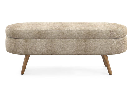 Modern Ottoman Oval Storage Bench With Rubber Wood Legs