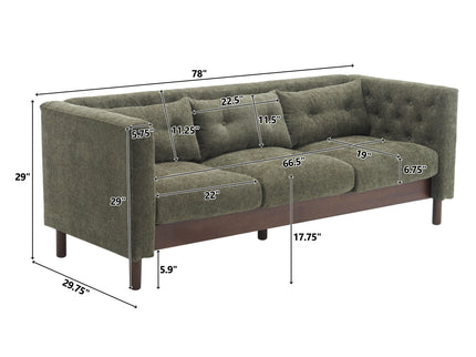 Upholstered Sofa Modern 3 Seater Sofa Couch With Tufted Design For Living Room