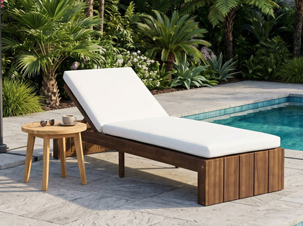 Adjustable Outdoor Chaise Lounge Patio Recliner With Removable Cushion